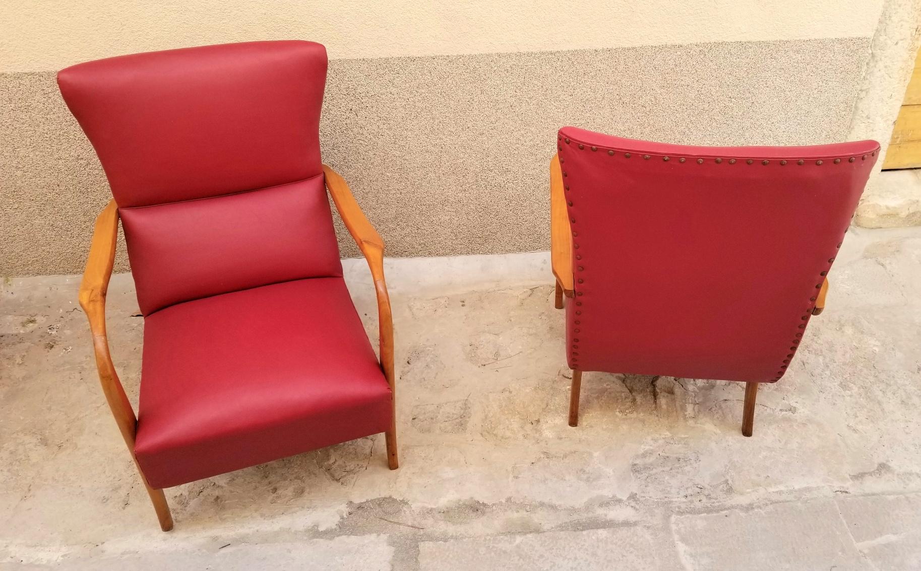 Italienisches Paar Stühle (Mitte des 20. Jahrhunderts) im Angebot