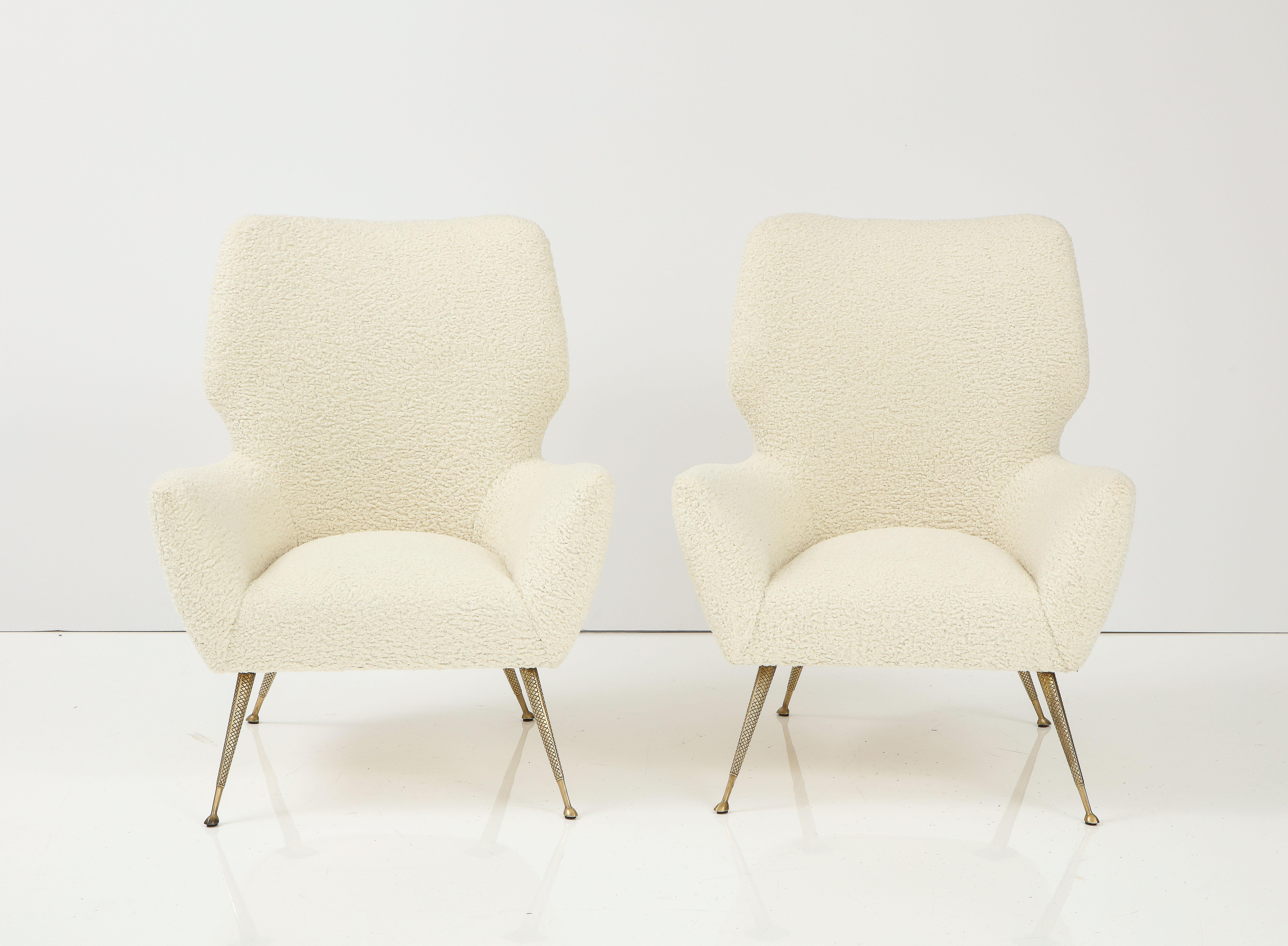 Mid-Century Modern Italian Pair of Chairs with Brass Legs, Gio Ponti for Casa e Giardino