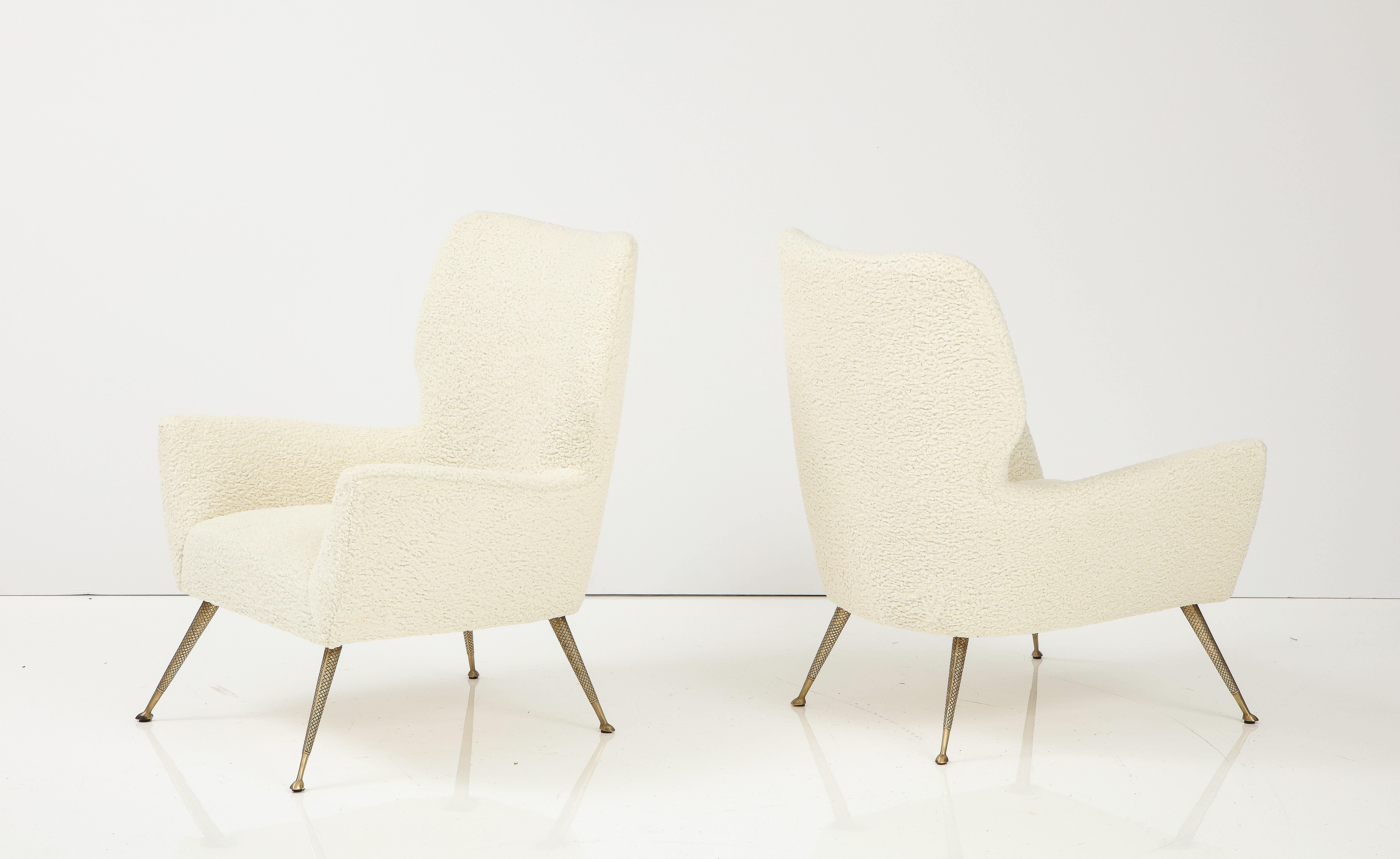 Italian Pair of Chairs with Brass Legs, Gio Ponti for Casa e Giardino 3