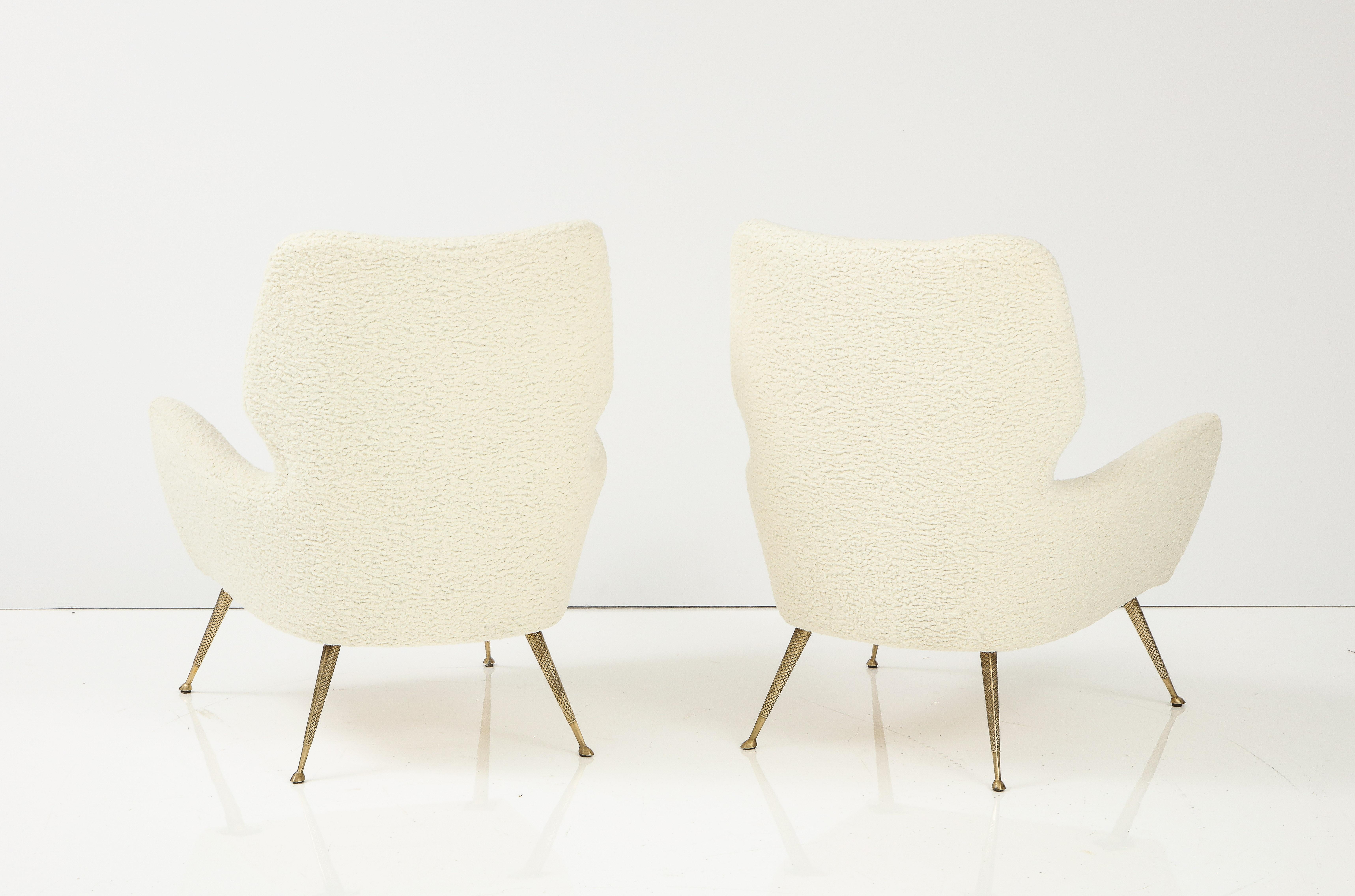 Italian Pair of Chairs with Brass Legs, Gio Ponti for Casa e Giardino 4