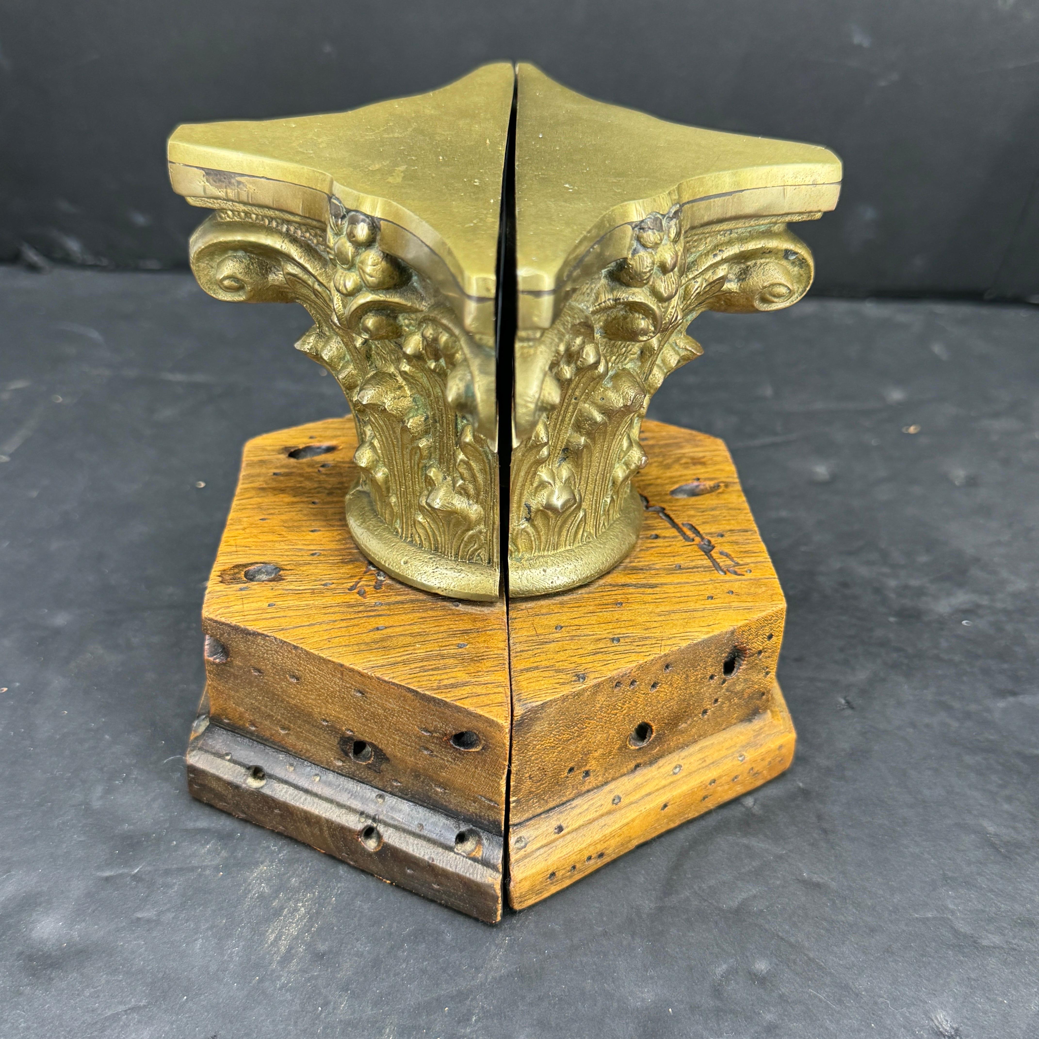 Italian Pair of Corinthian Burl Bookends, Mid-Century Modern For Sale 8