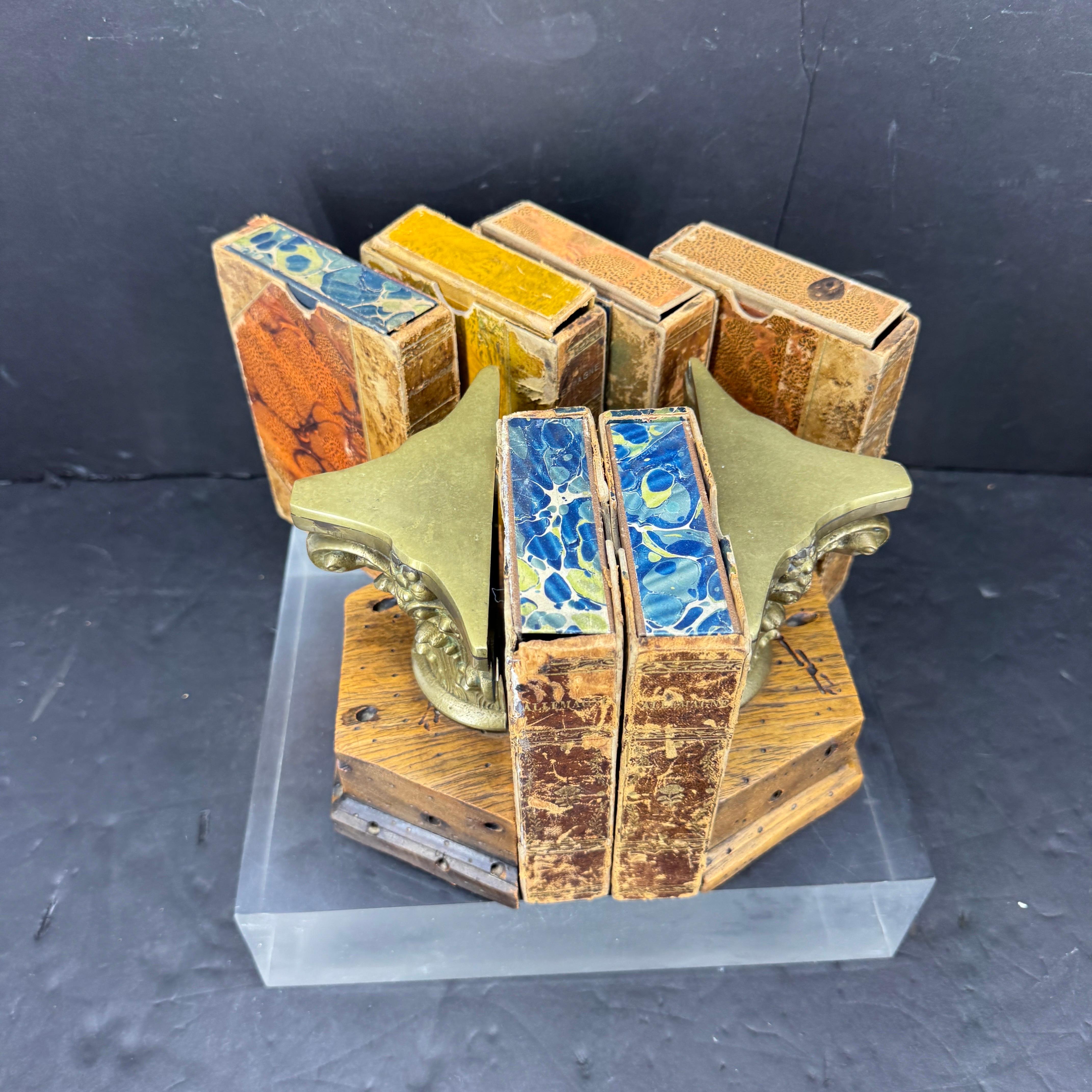 Gilt Italian Pair of Corinthian Burl Bookends, Mid-Century Modern For Sale