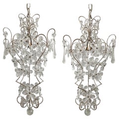 Italian Pair of Crystal Beaded Chandeliers