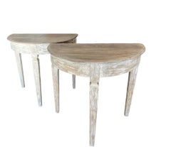 Italian Pair of Demi Lune Side Tables Reproduction in Stock