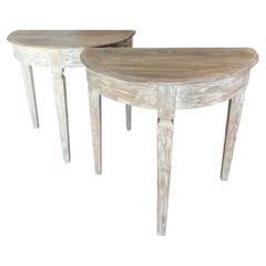 Italian Pair of Demi Lune Side Tables Reproduction in Stock