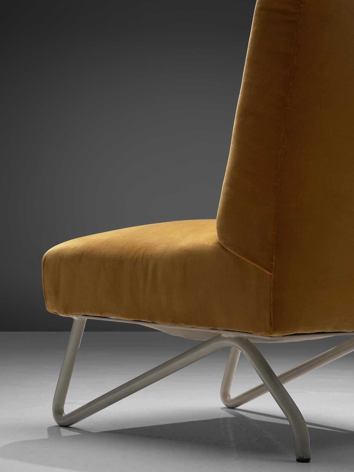 Italian Pair of Easy Chairs with Orange Velvet 1