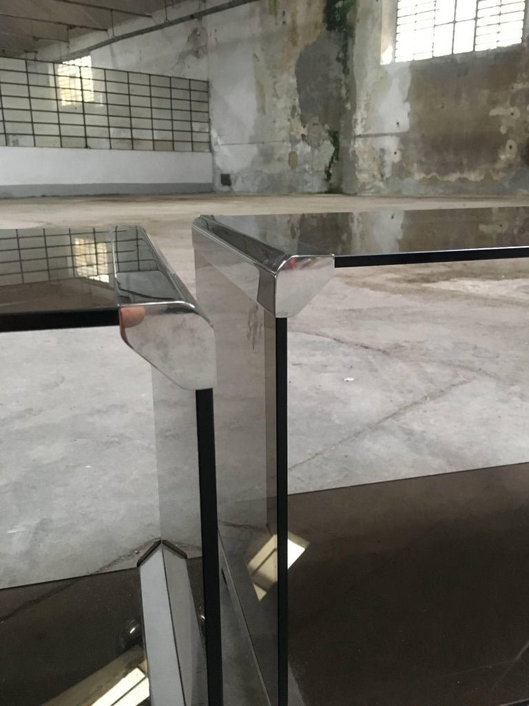 Italian Pair of Gallotti e Radice Carts with Smoked Glass and Chrome ... Italian Pair of Gallotti e Radice Carts with Smoked Glass and Chrome ...