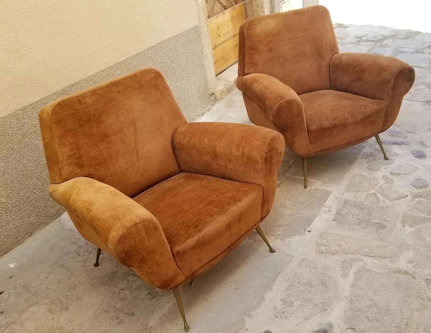 Mid-20th Century Italian Pair of Gigi Radiche Chairs