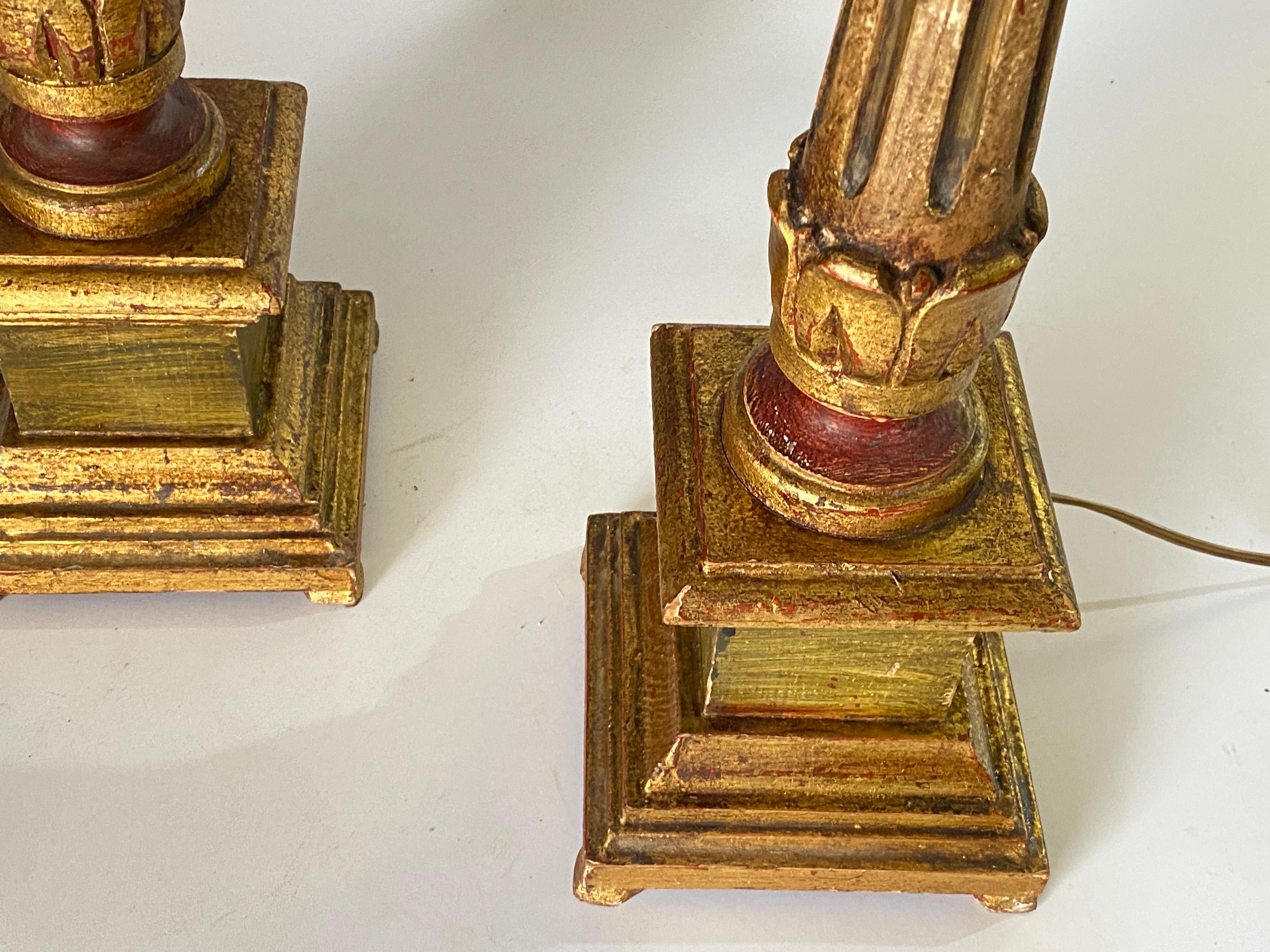 Paire de lampes de table en bois doré, Italie, début du 20e siècle en vente 4