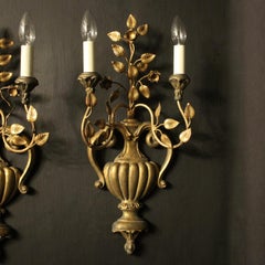 Italian Pair of Giltwood 'Palladio' Wall Lights