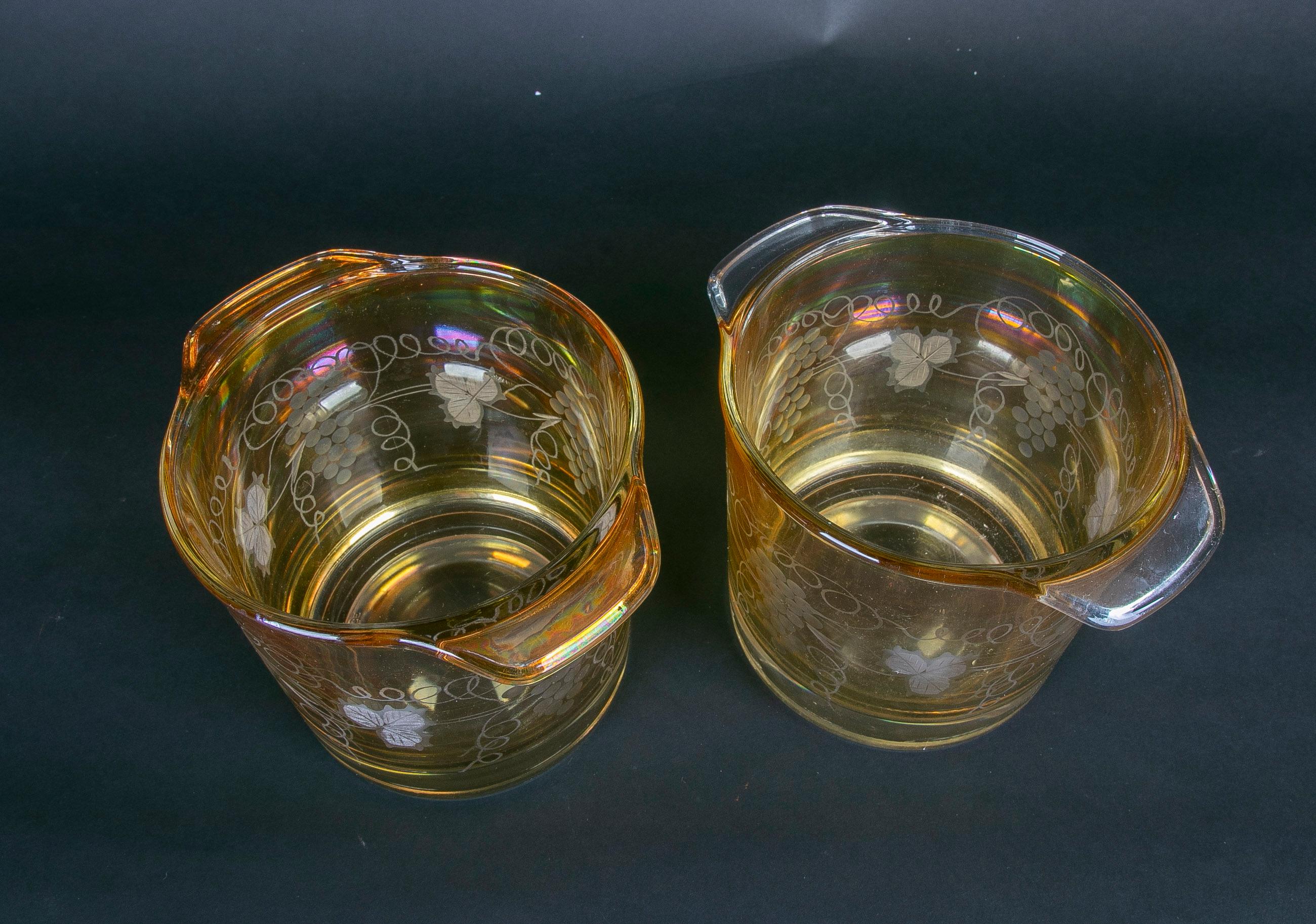 Italian Pair of Glass Vessels with Grapes Carved Decoration  For Sale 7