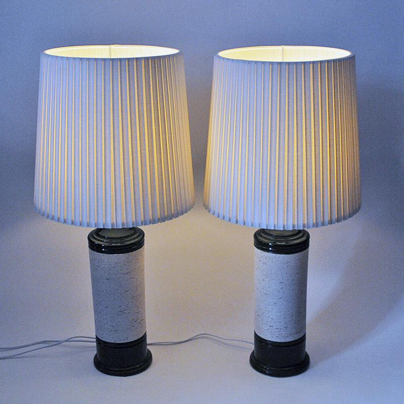 Mid-Century Modern Italian pair of large tablelamps B053 by Bergboms Sweden for Bitossi 1960s