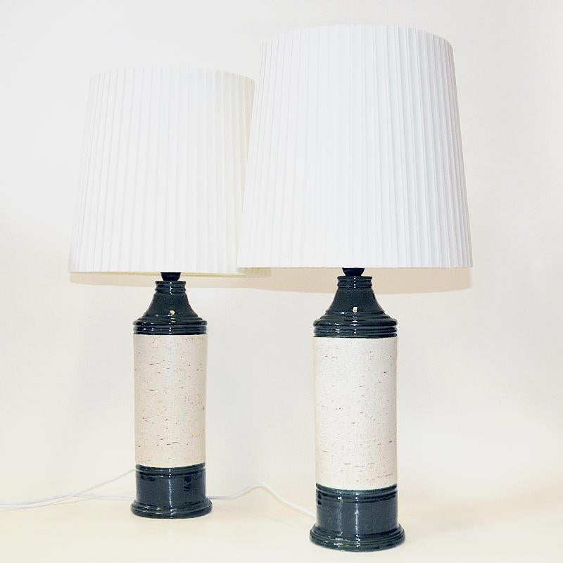 Mid-20th Century Italian pair of large tablelamps B053 by Bergboms Sweden for Bitossi 1960s