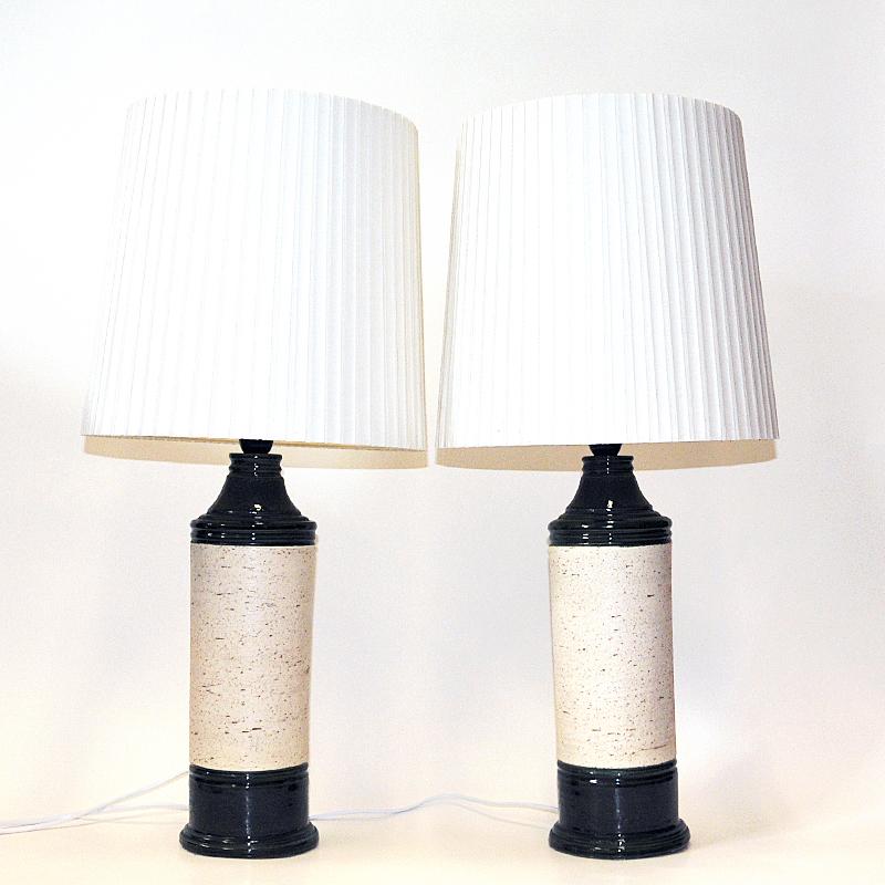 Ceramic Italian pair of large tablelamps B053 by Bergboms Sweden for Bitossi 1960s