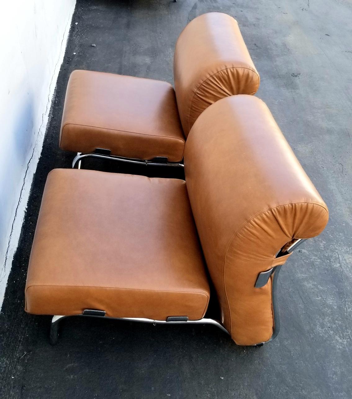 Mid-20th Century Italian Pair of Lather Chairs For Sale
