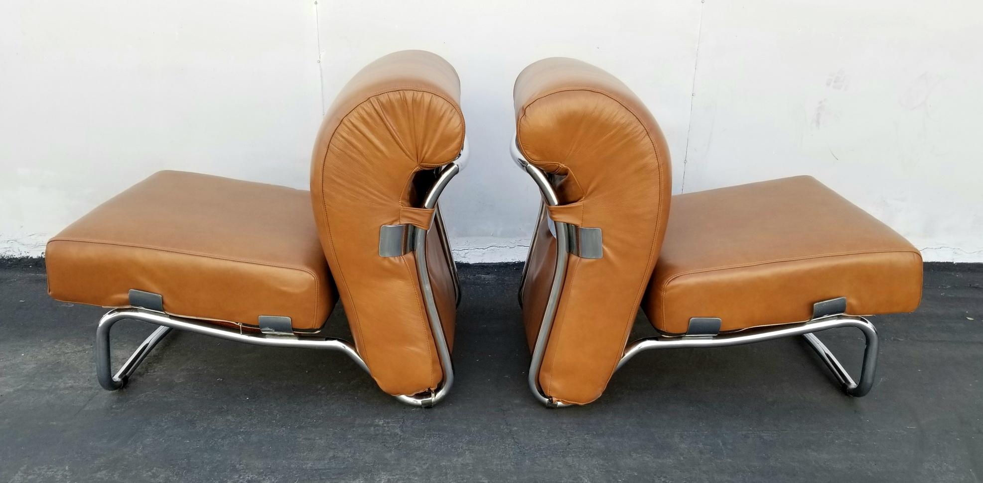 Leather Italian Pair of Lather Chairs For Sale