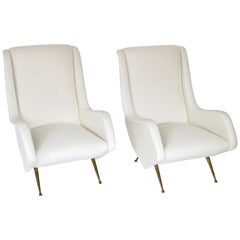 Italian Pair of Lounge Chairs by Aldo Morbelli for ISA Bergamo