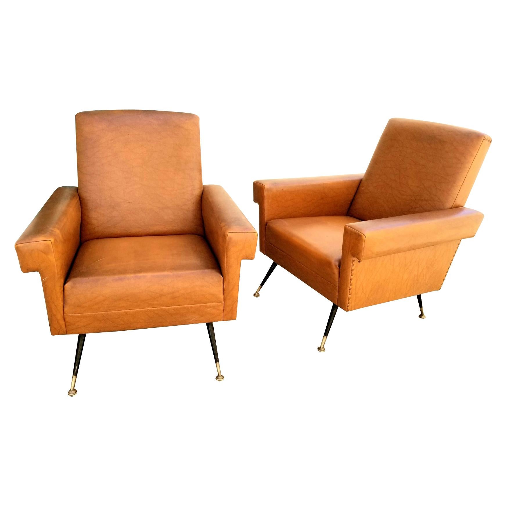 Italian Pair of Lounge Chairs