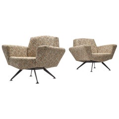 Italian Pair of Lounge Chairs with Classic Upholstery