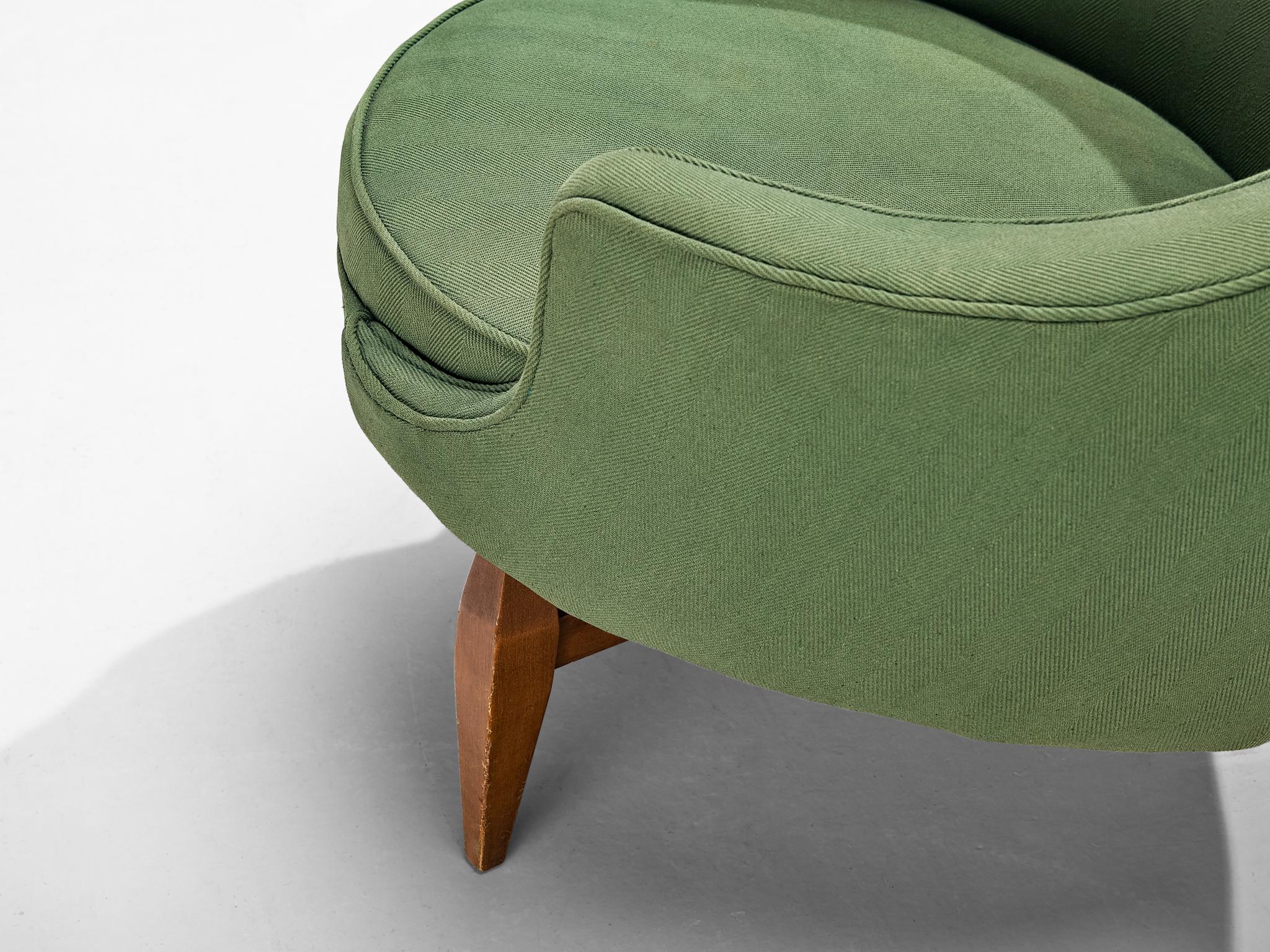 Mid-20th Century Italian Pair of Lounge Chairs with Soft Green Upholstery For Sale