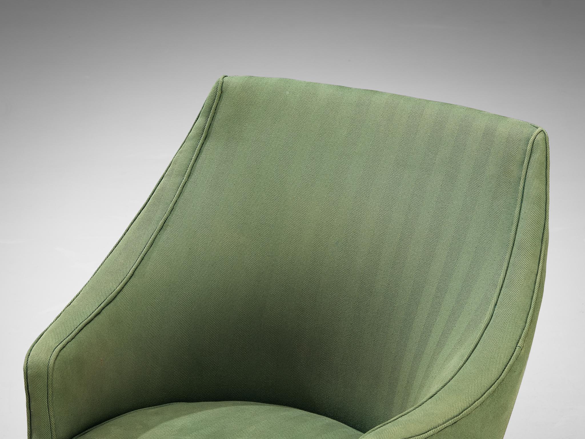 Italian Pair of Lounge Chairs with Soft Green Upholstery For Sale 2