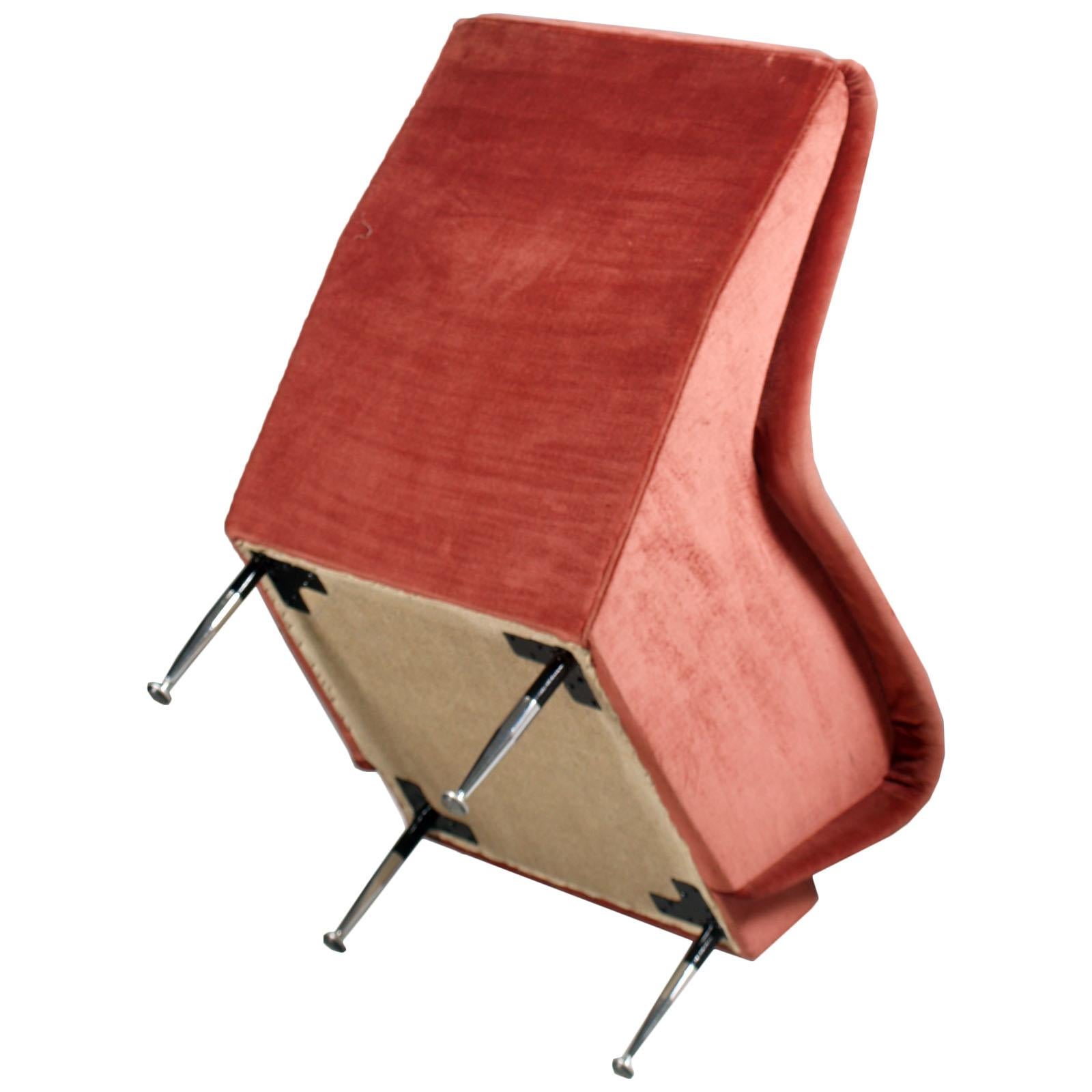 Paire de chaises longues italiennes modernes du milieu du siècle dernier, Paolo Buffa rose corail velours en vente 1