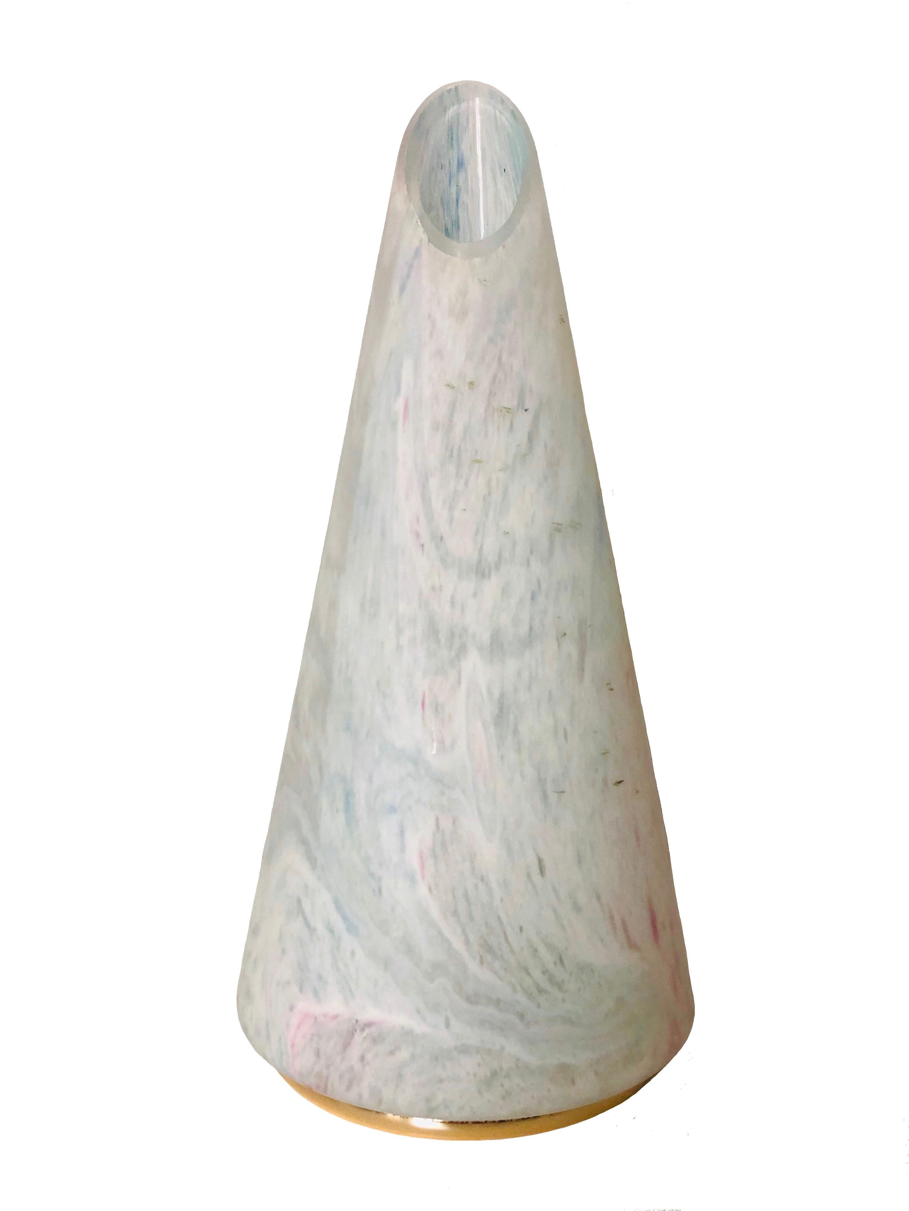 Post-Modern Italian Postmodern Pair of  Murano Glass Cone Table Lamps, 1980s For Sale