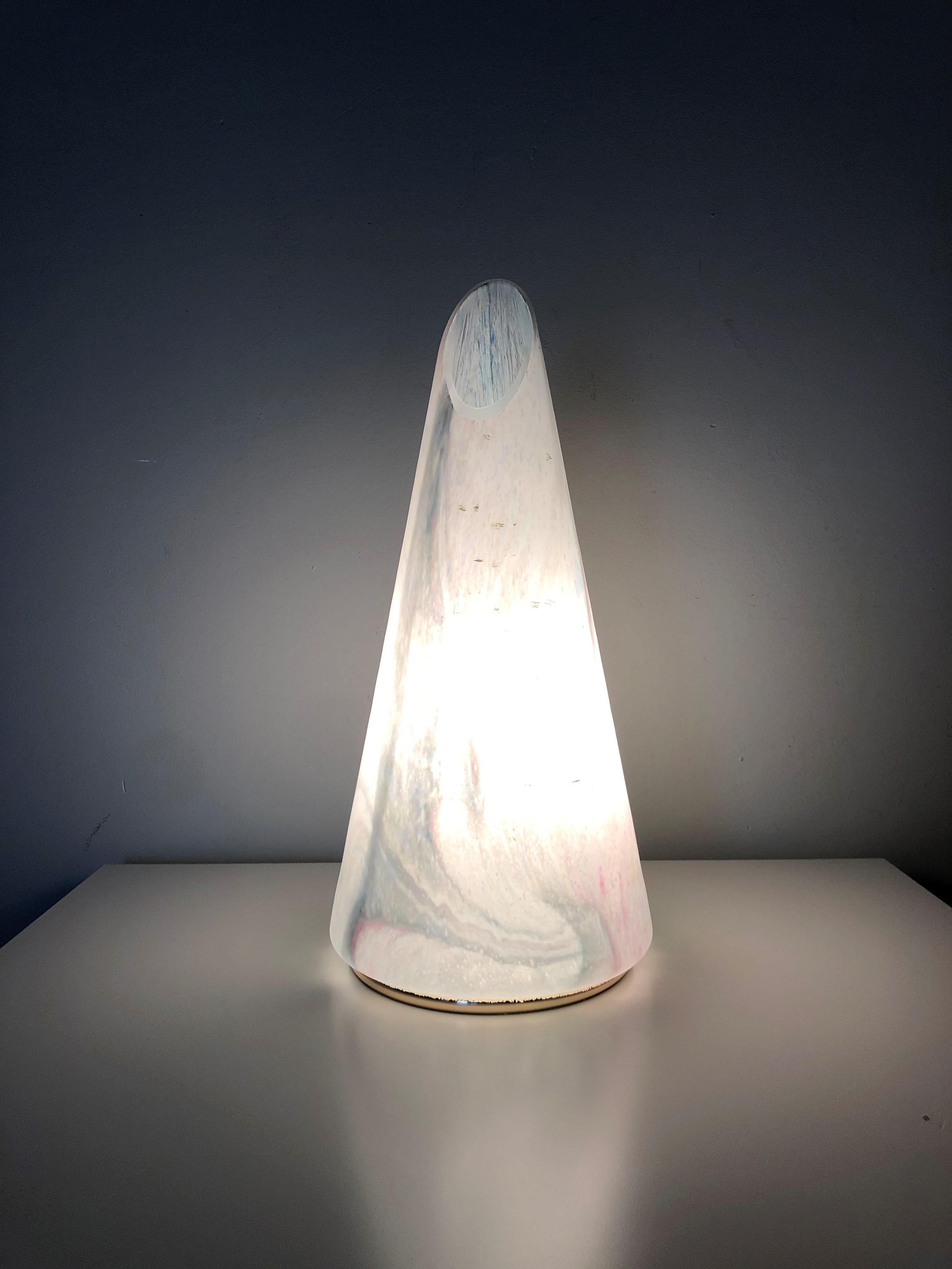 Italian Postmodern Pair of  Murano Glass Cone Table Lamps, 1980s For Sale 2