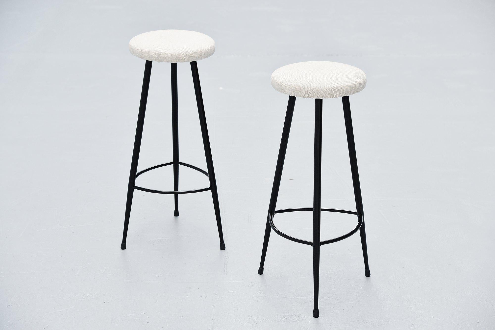Cold-Painted Italian Pair of Modernist Bar Stools, Italy, 1950
