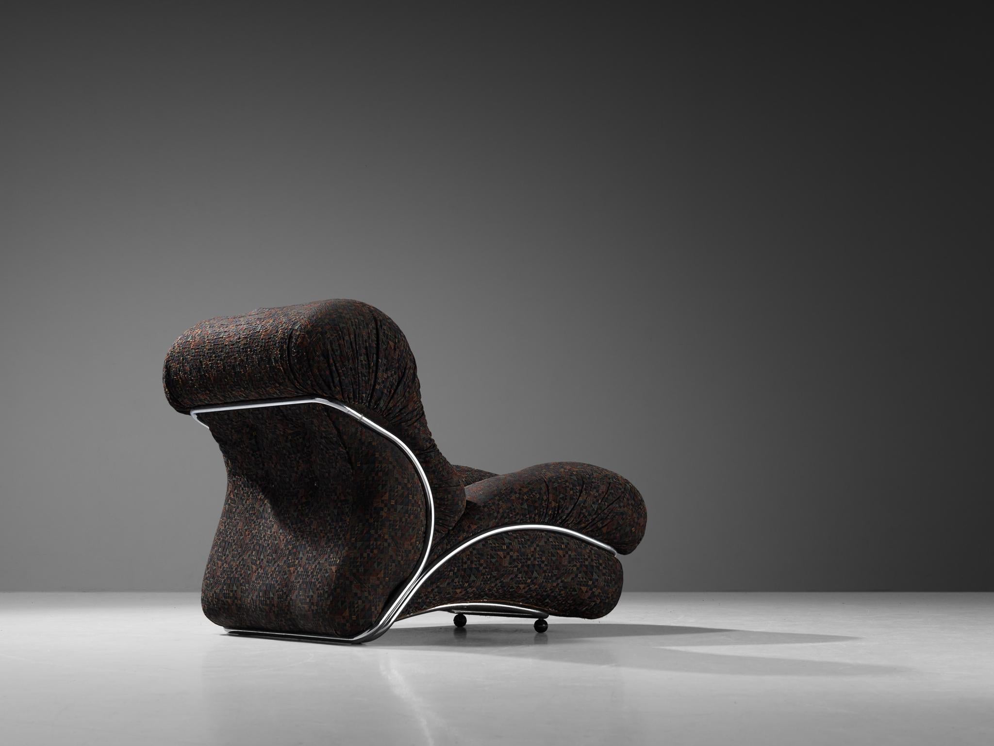 Mid-Century Modern I+I. Paire de chaises longues modulaires 'Corolla' en tissu géométrique Brown en vente