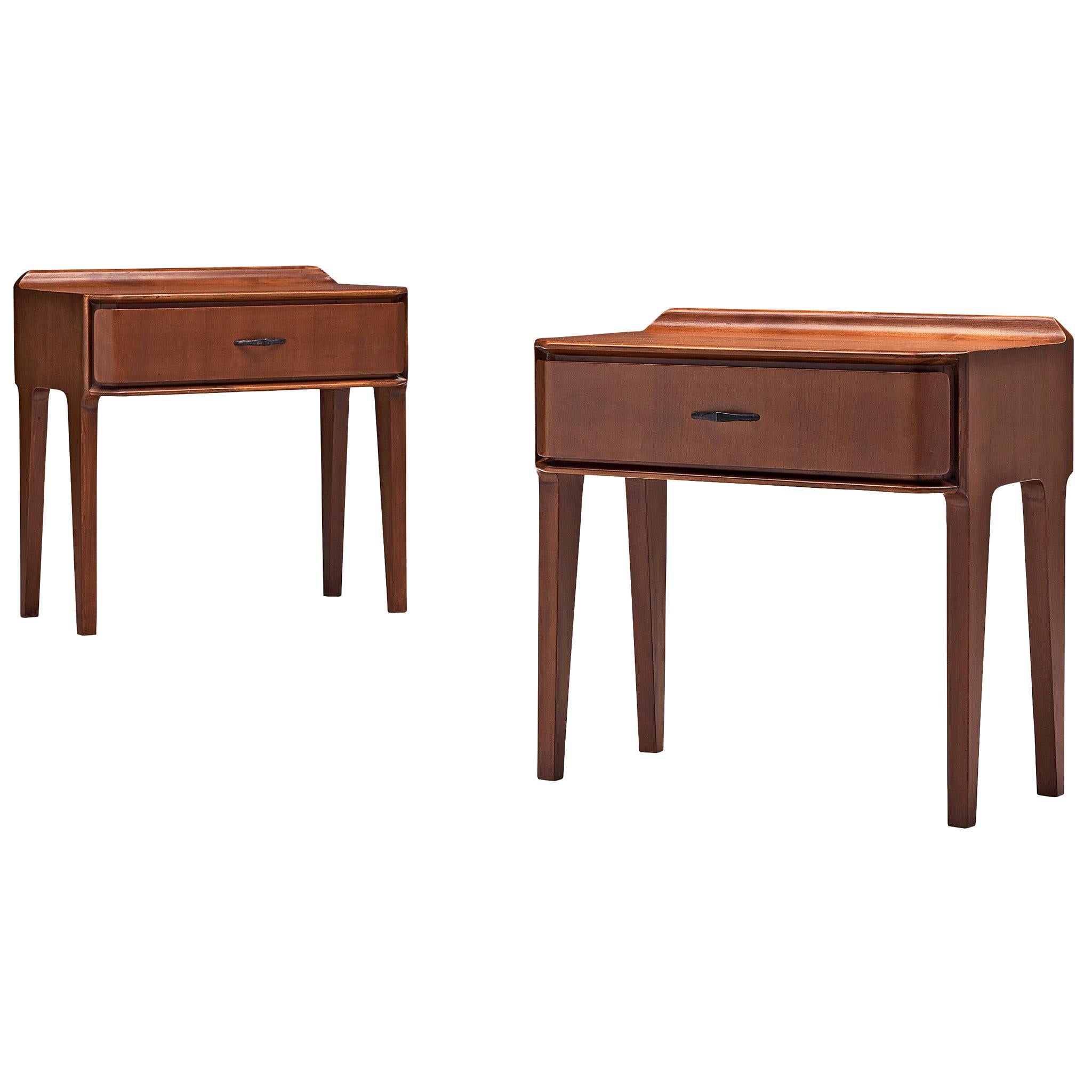 Italian Pair of Nightstands in Walnut, 1960s