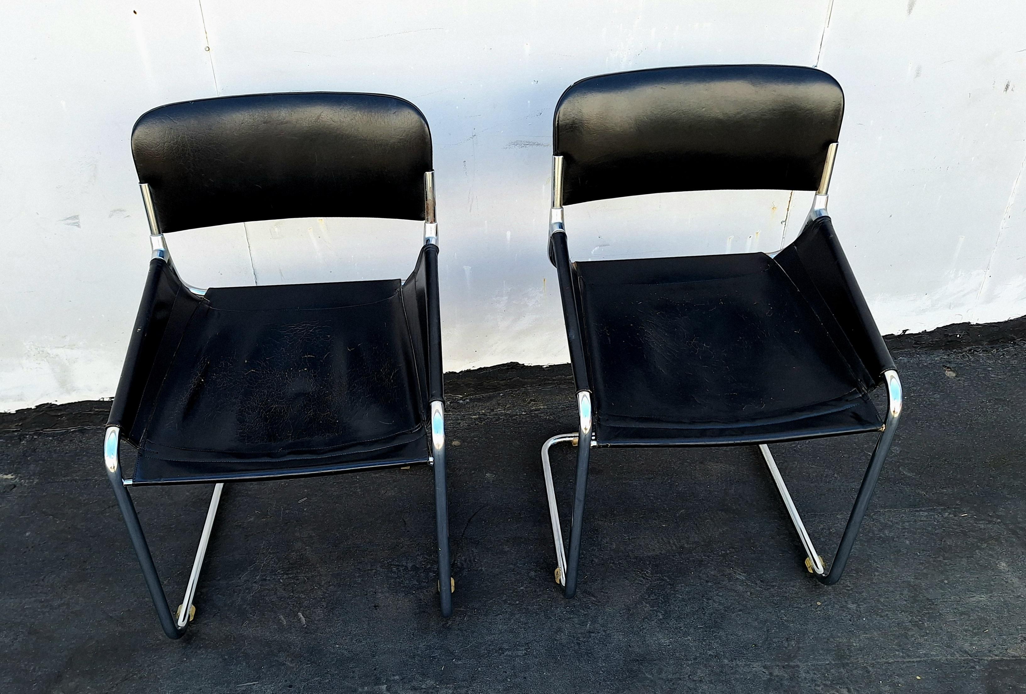Paire de chaises de bureau et de salle à manger italiennes en vente 1