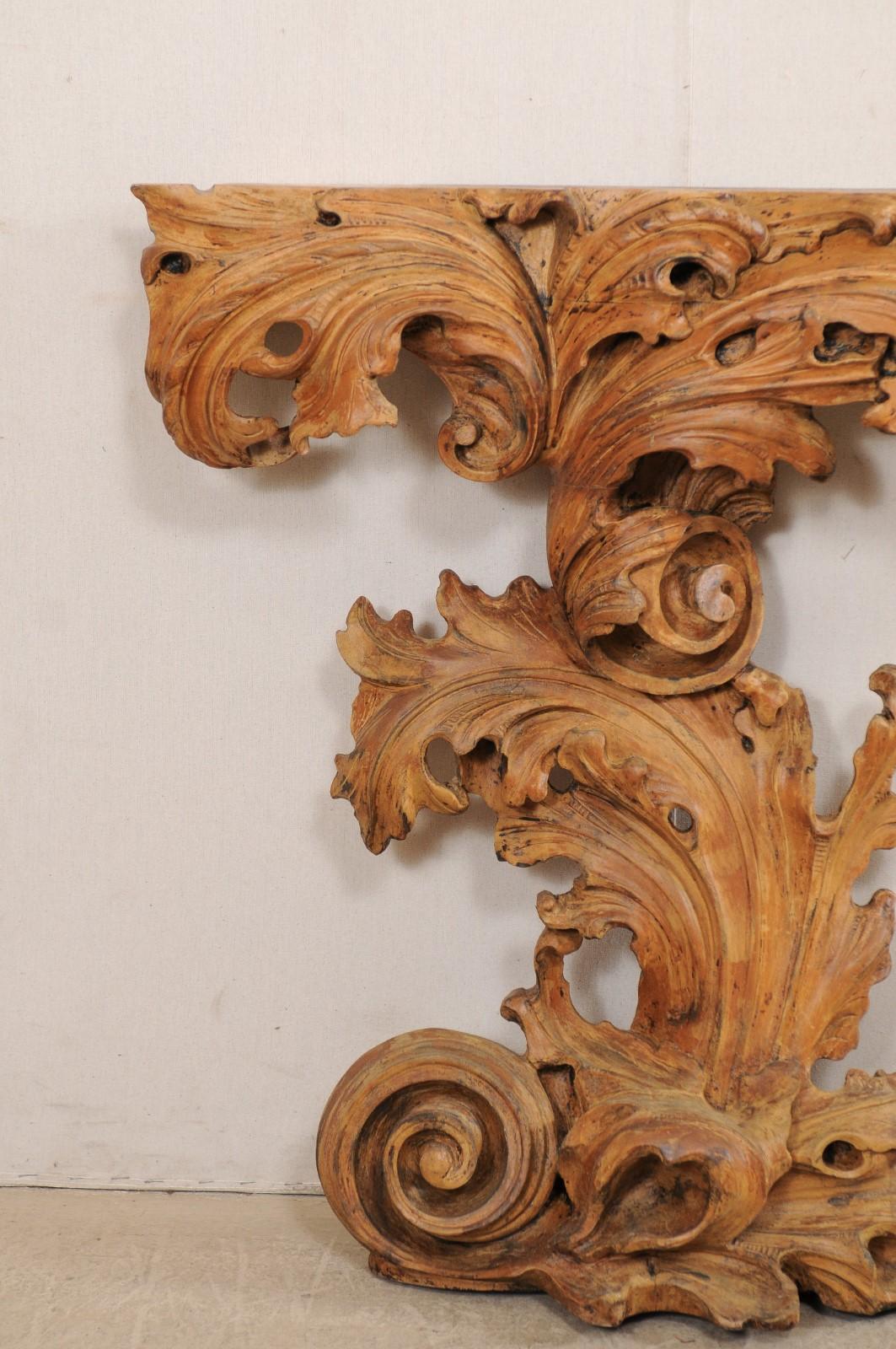 Italian Pair of Ornately-Carved Scrolling Acanthus Leaf 