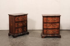 Italian Pair of Petite Serpentine Commodini w/Marquetry, 19th Century