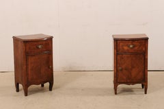 Antique Italian Bow-Front Side Cabinets, Wood Inlay, 18th Century Pair