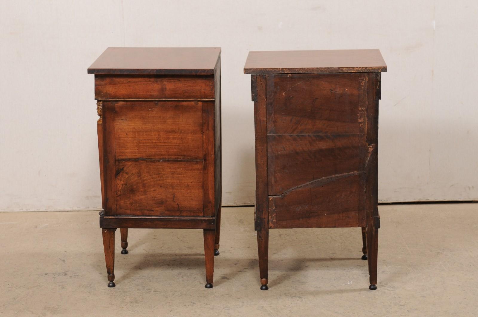 Italian Pair of Petite Walnut Side Cabinets w/ Wire Front Doors, 19th Century 6