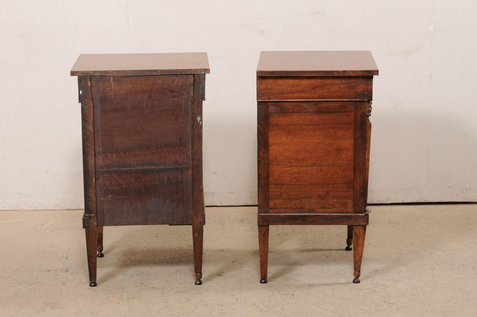 Italian Pair of Petite Walnut Side Cabinets w/ Wire Front Doors, 19th Century 5