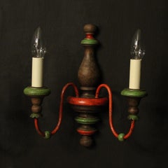 Italian Pair of Polychrome Twin Arm Wall Lights
