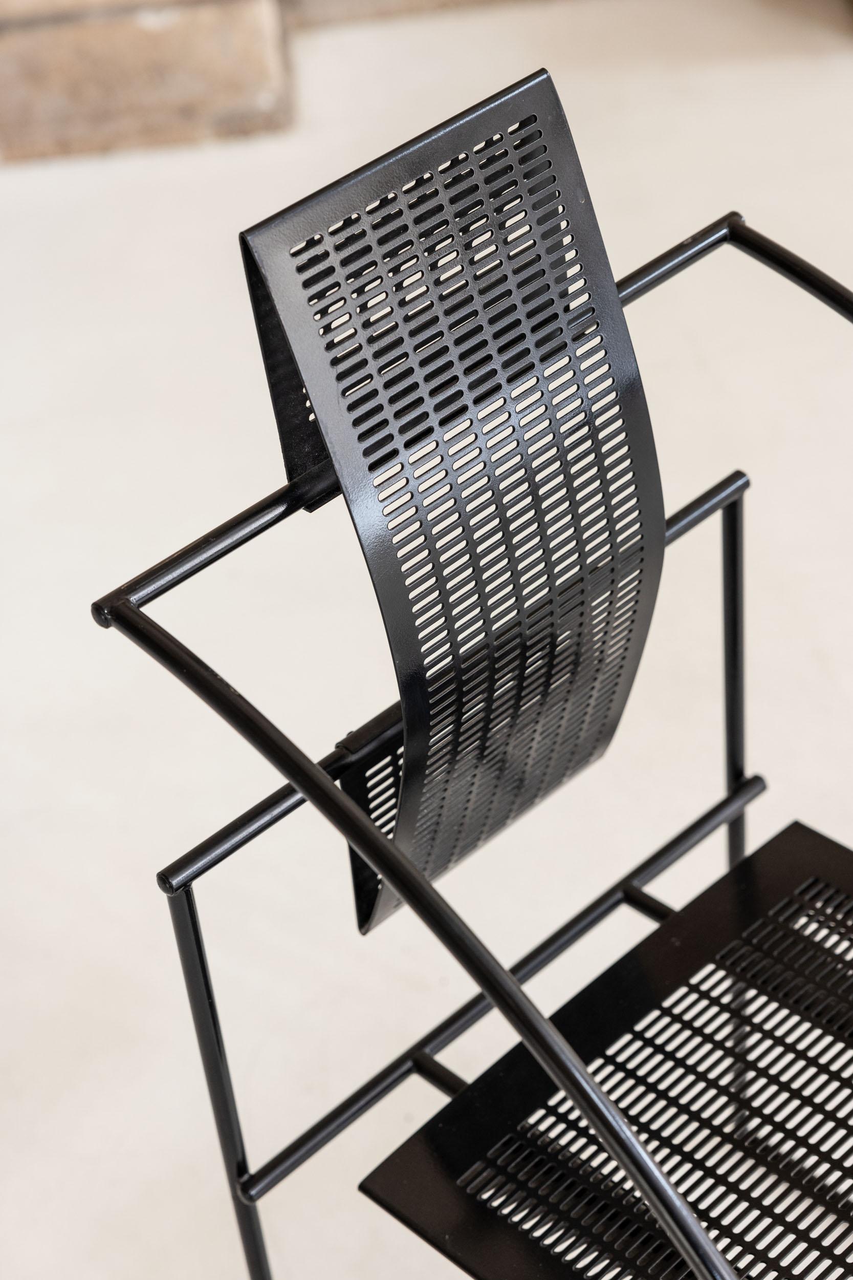 Metal Italian pair of Quinta chairs by Mario Botta for Alias, Italy 1980