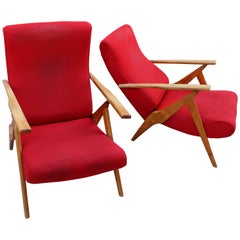 Italian Pair of Recliner Chairs by Antonio Gorgone