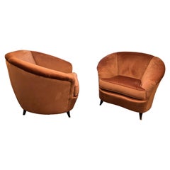 Italian Pair of Rose Pink Velvet Club Chairs
