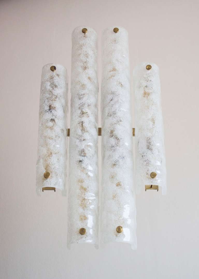 Hand-Crafted Italian Pair of Sconces in Blown Murano Glass Modern Clear Color, 1990s For Sale