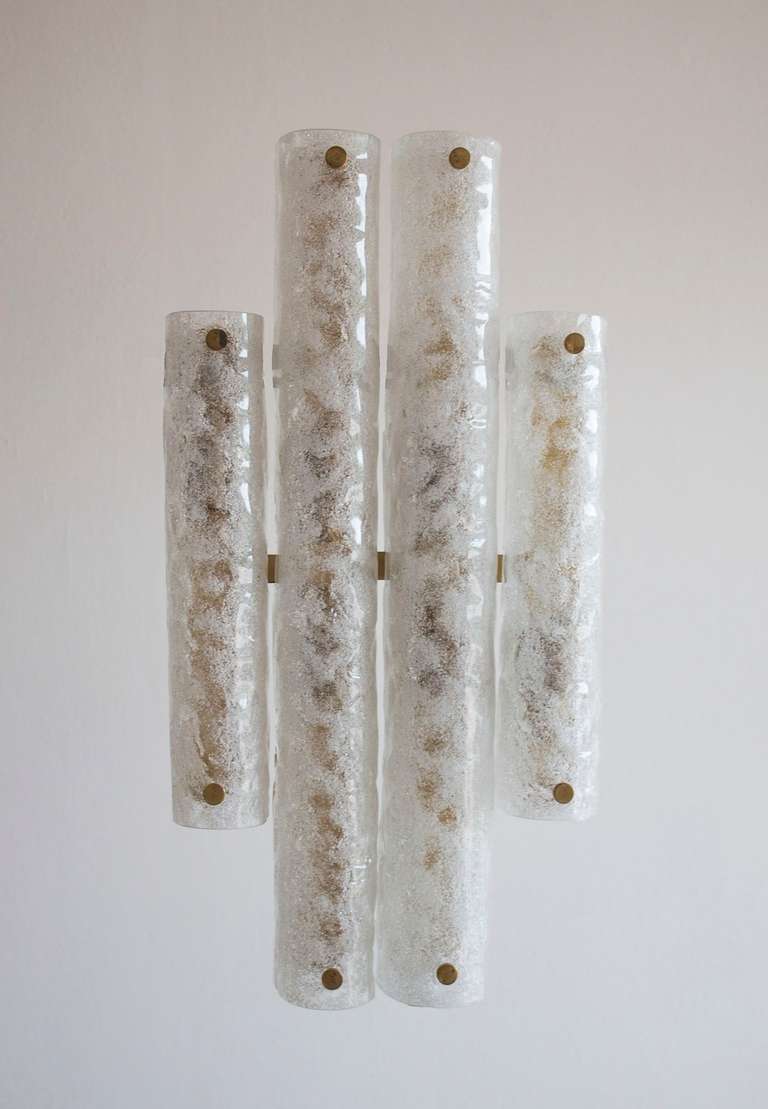 Late 20th Century Italian Pair of Sconces in Blown Murano Glass Modern Clear Color, 1990s For Sale