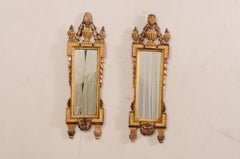 Italian Pair of Slender Neoclassic Mirrors, 19th C.