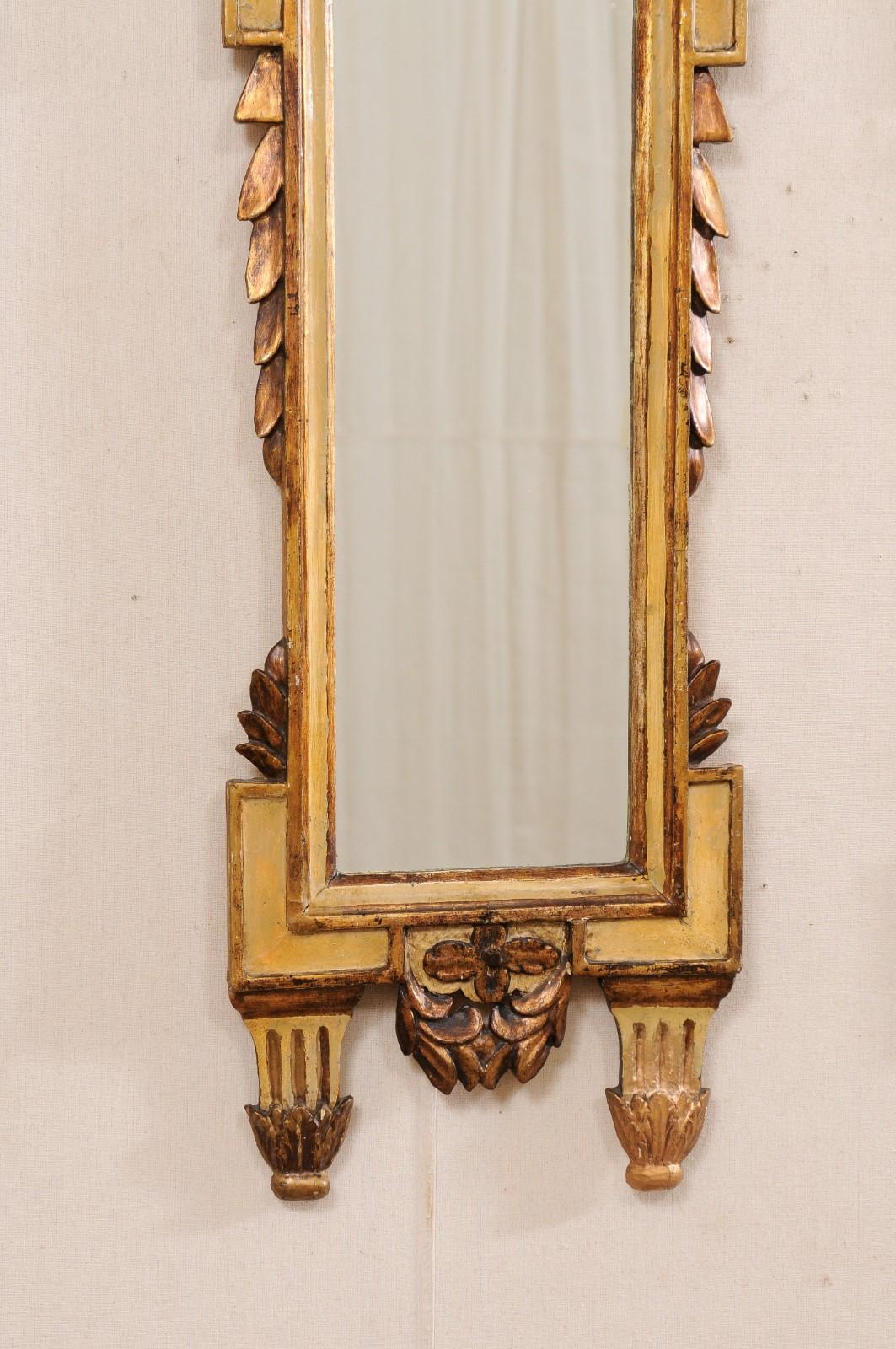 19th Century Italian Pair of Slender Neoclassic Mirrors, 19th C. For Sale