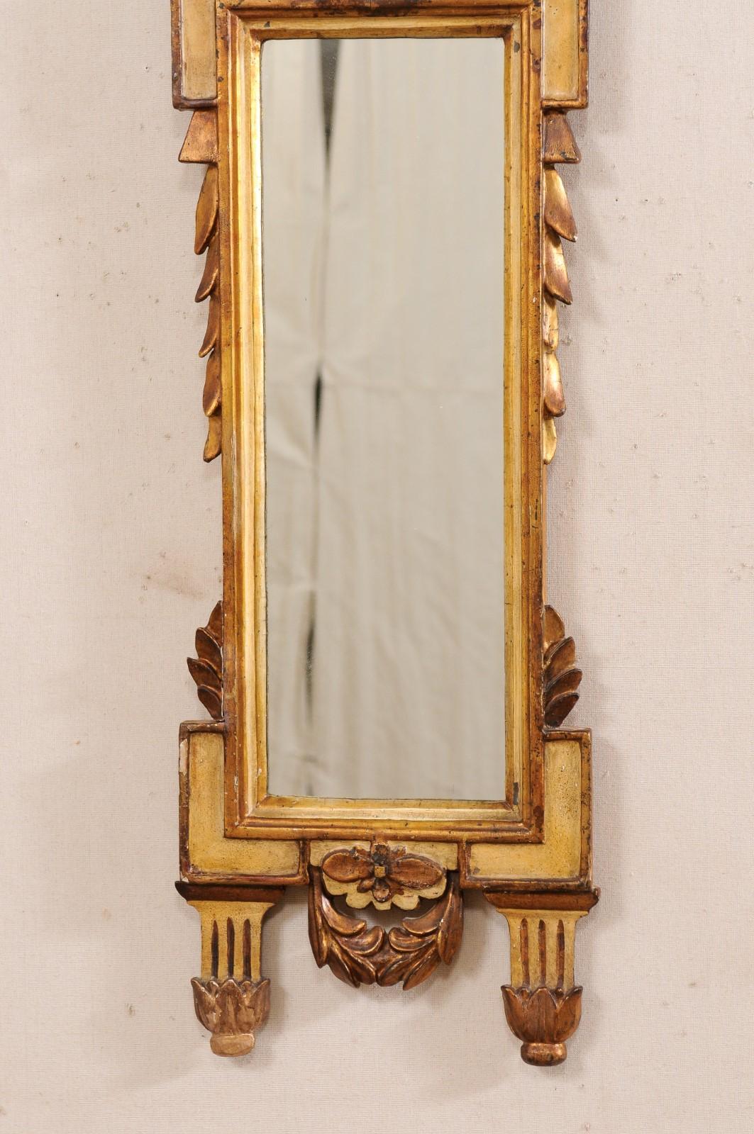 Italian Pair of Slender Neoclassic Mirrors, 19th C. For Sale 2