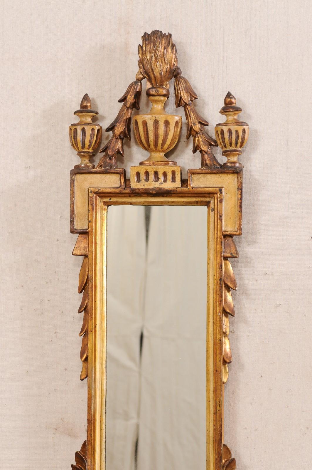 Italian Pair of Slender Neoclassic Mirrors, 19th C. For Sale 3