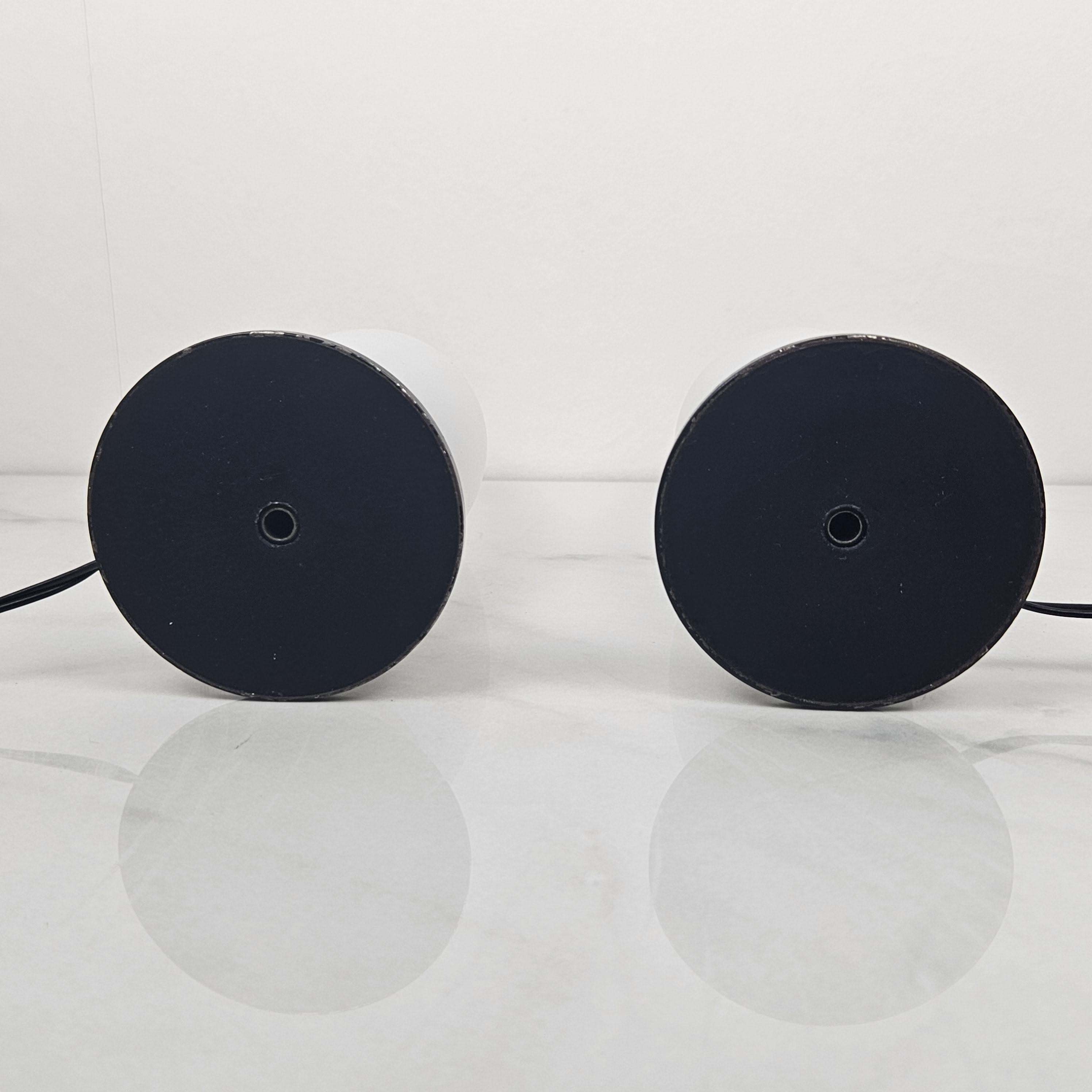 Italian Pair of Small Opaline Glass Table or Bedside Lights, 1950's For Sale 4