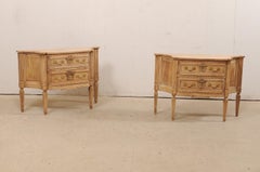 Italian Pair of Two-Drawer Raised Console Chests, Neoclassical Style Carvings