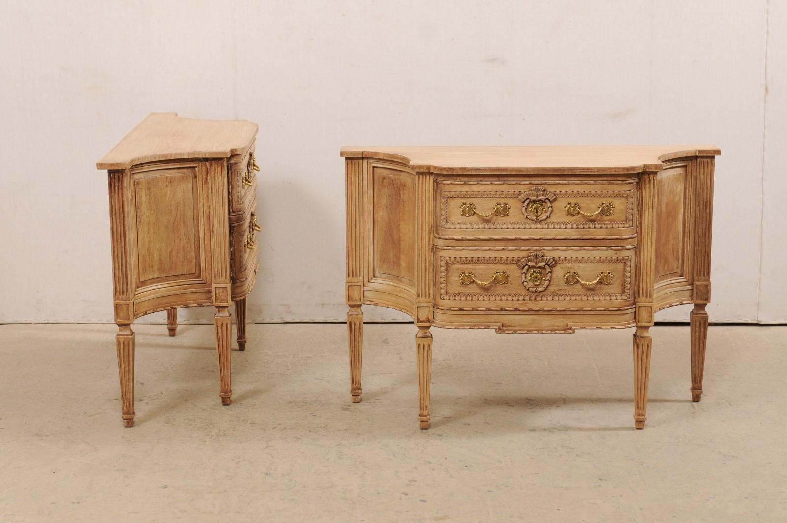 Italian Pair of Two-Drawer Raised Console Chests, Neoclassical Style Carvings 1
